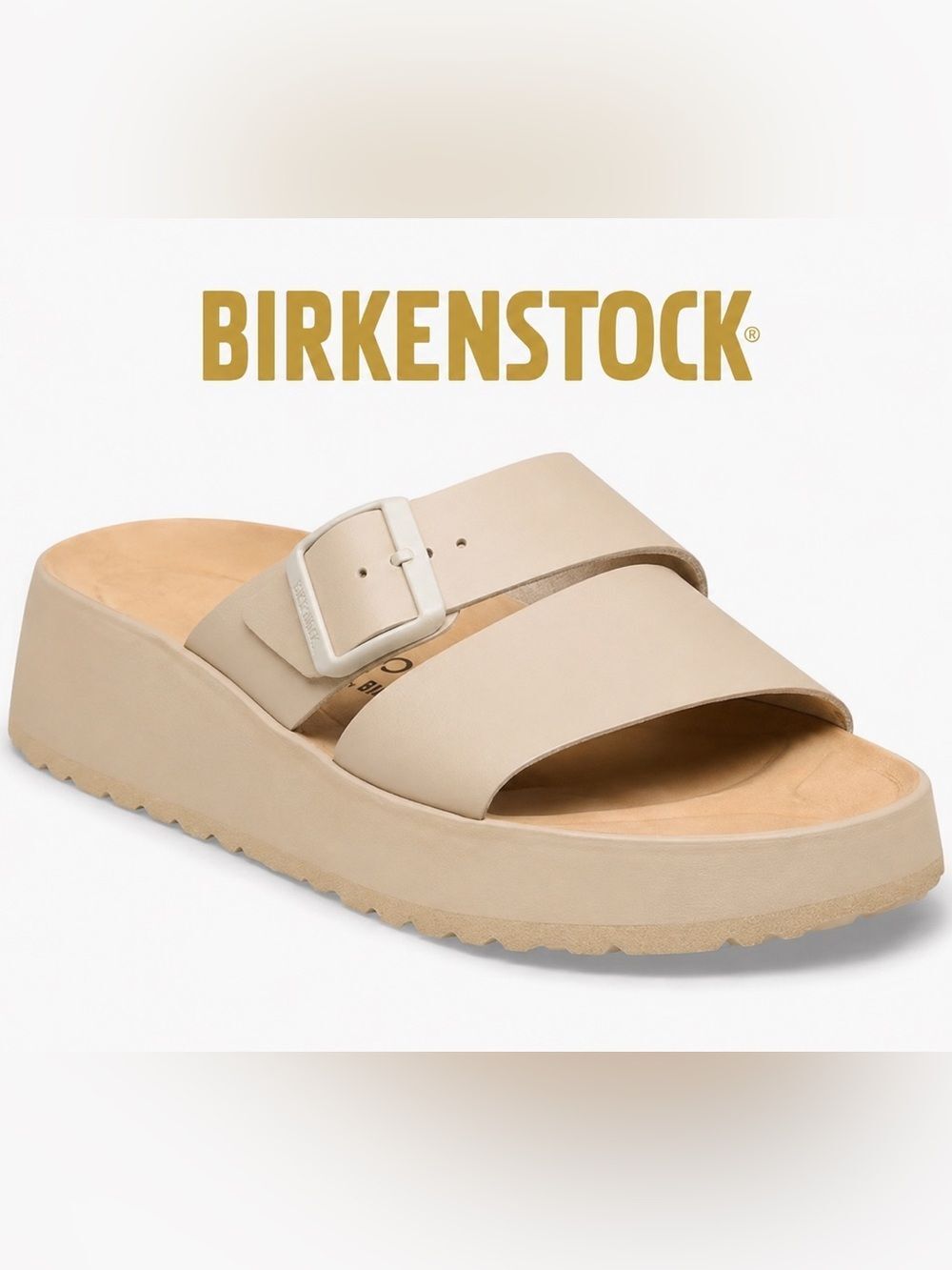 Papillio by Birkenstock Almina Platform Slide Sandals Ivory Leather